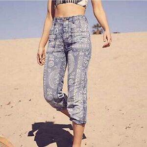 Free People Linen Batik Island Vibes Trousers Size 26